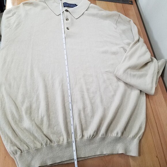 Paul Fredrick Men’s Polo Sweater –Size XL –Beige –Silk, Cashmere & Cotton Blend - Picture 8 of 14